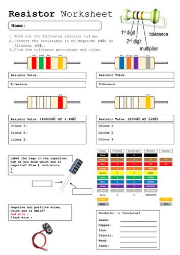 Electronic Component Worksheets | Teaching Resources electrical circuit diagram worksheet 