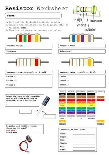 Electronic Component Worksheets