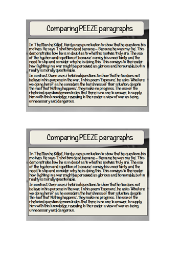 War poetry scheme of work