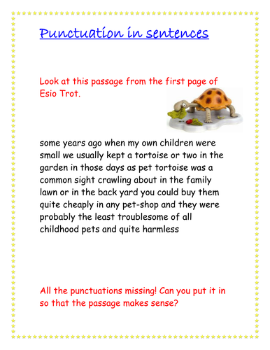 Roald Dahl, punctuation lesson 