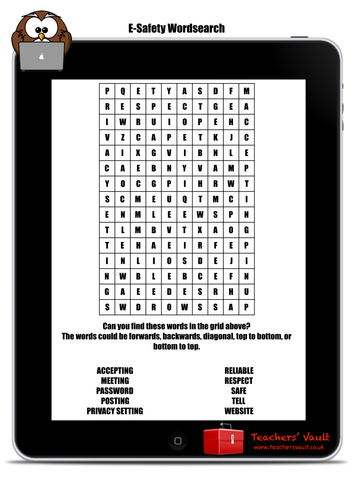 E Safety Wordsearch Teaching Resources