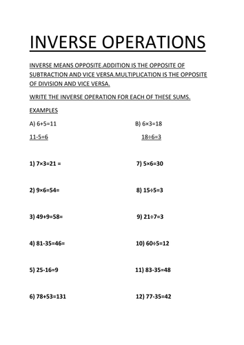 inverse-operations-teaching-resources