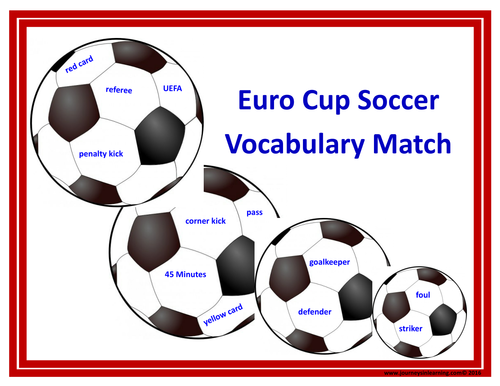 Euro Cup Soccer Vocabulary Match