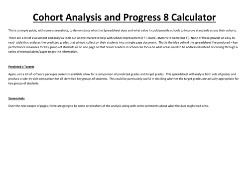 Guide to the Cohort Analysis spreadsheet