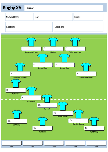 Sports Team Formation Sheets