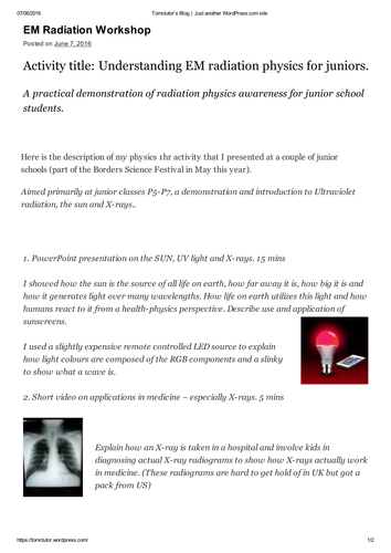 EM Radiation workshop for juniors