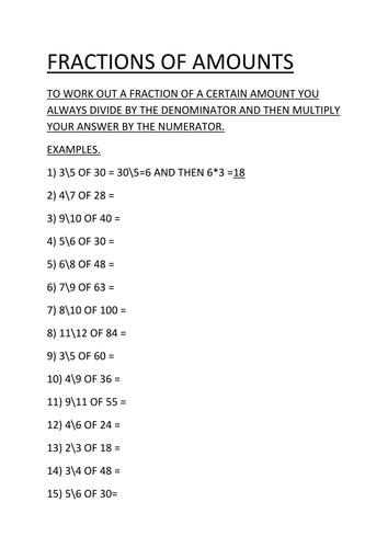 Fractions of Amounts