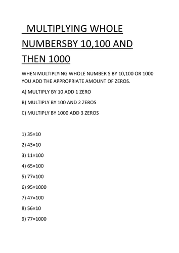 Multiplying and dividing by powers of 10