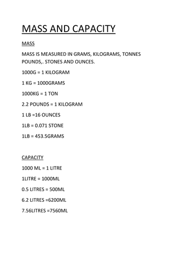 Mass and Capacity