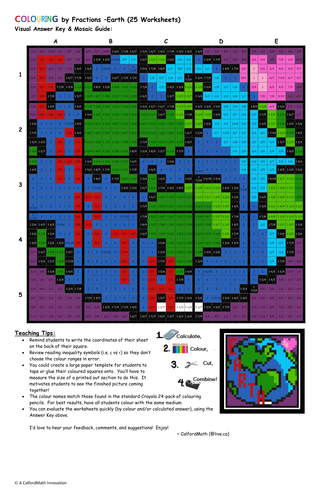 Fractions of the Earth - Collaborative Colouring Math Mosaic