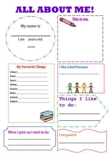 All About Me  - First day activity