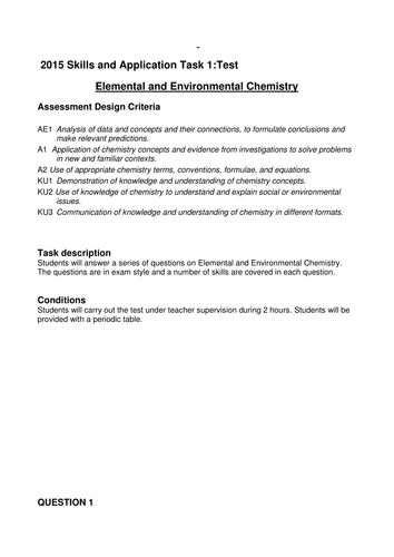 Elemental and Environmental Chemistry Test