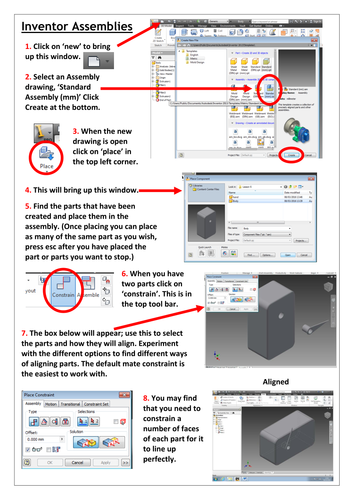 Help Sheet for Assemblies in Autodesk Inventor