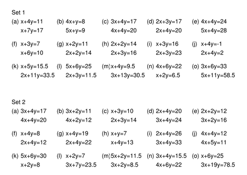 Simultaneous equations (row game)