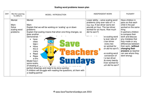Scaling Word Problems  KS2 Worksheets, Lesson Plans, PowerPoint Model and Answer Frame Worksheets