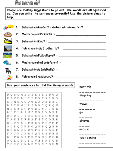 "Was machen wir?" worksheet