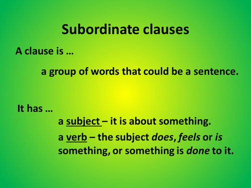RÃ©sultat de recherche d'images pour "Subordinate clause types"