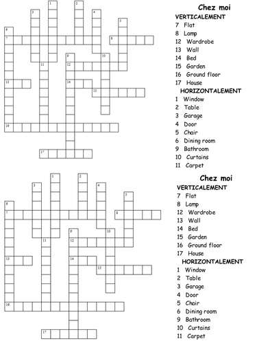 Chez moi crossword and wordsearch Teaching Resources