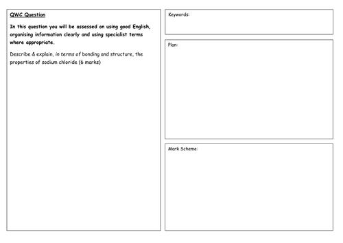 Bonding, Structure & Properties QWC Question sheets