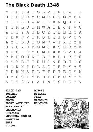 The Black Death 1348 Word Search