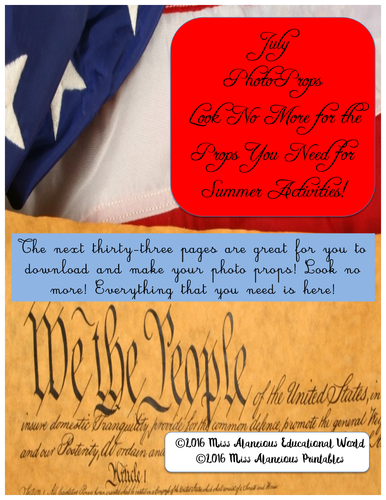 July 4th Celebration Photo Props; Independence Day Photo Props