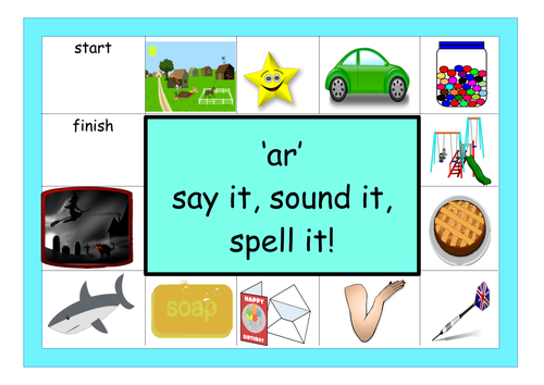 Sound it, Say it, spell it Phonics game Year 1 screen covers  ar ay oo air ir or ee igh ou ow