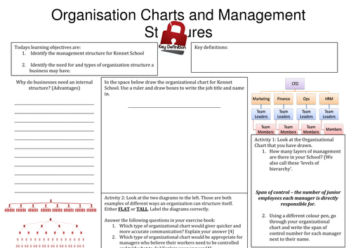 Organisation Charts - Lesson and Self-Evaluation Homework