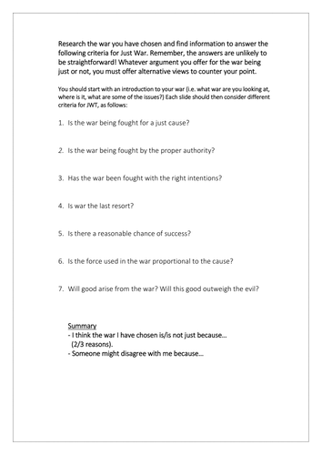 Just War Theory Applied 