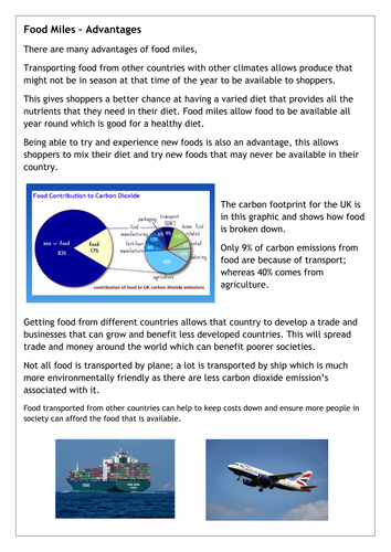 Lesson on Seasonal Food and Food Miles (Resources and PP)