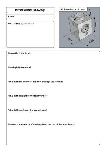 Understanding Dimensioned Drawings Starter Activity