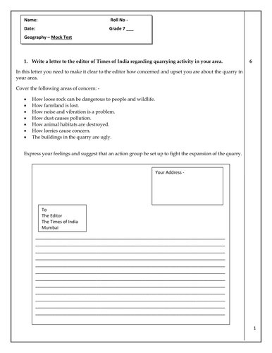 Worksheet- Industries and Weathering, Rivers and Oceans