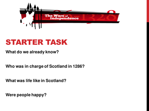 National 4/5 History- Scottish Wars of Independence, succession problem and Balliol