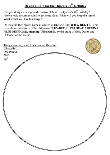 Design a pound coin to celebrate the Queens's 90th Birthday