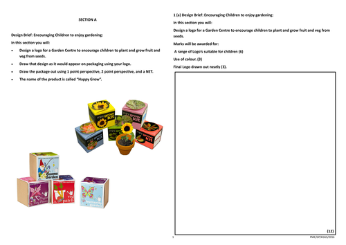 AQA Graphic Products 2016 Exam Section A