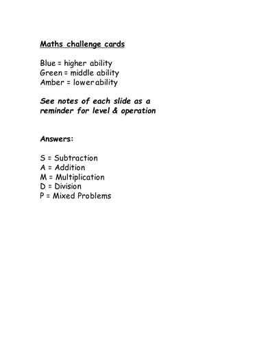 180 Maths Challenge Cards
