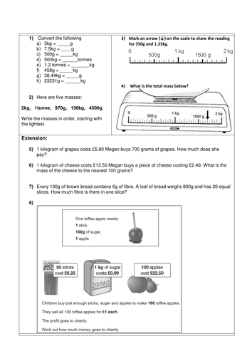 KS2 - Converting weight - word problems - past SATS questions- Year 5 6