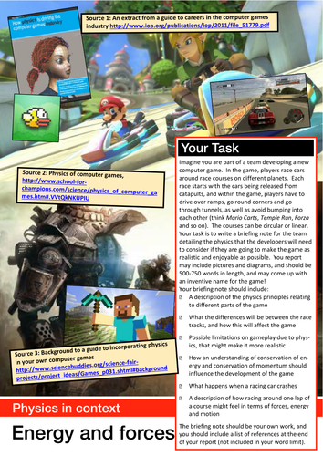 Physics in context tasks - AQA P2 (2012 spec) content