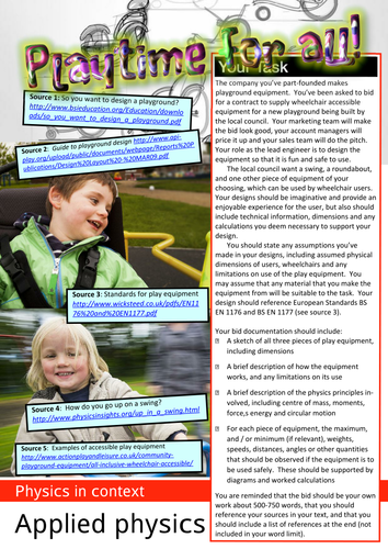 Physics in context tasks - AQA P3 (2012 spec) content