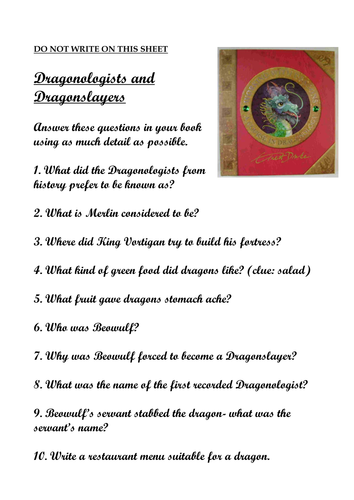 Dragonology Worksheets 