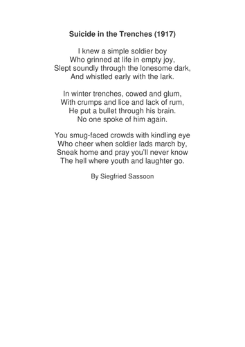 Year 8 level assessment - war poem