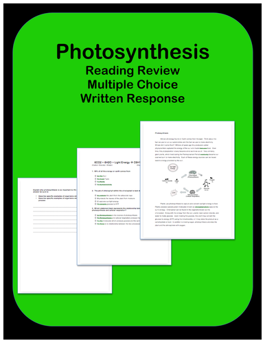 Photosynthesis: Passage and Questions