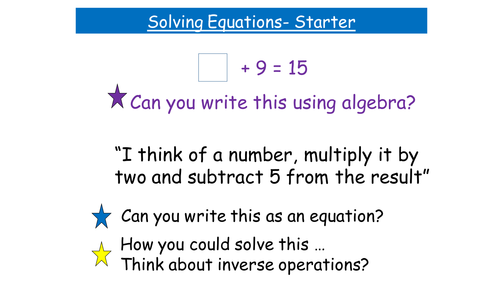 Solving Equations Lesson Bundle (including unknowns on both sides, brackets and fractions)