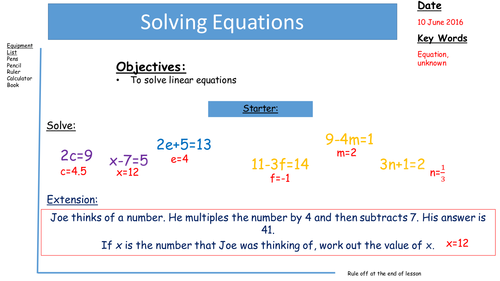 Solving Equations and Inequalities 