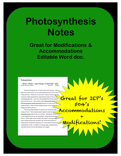 Photosynthesis: Notes