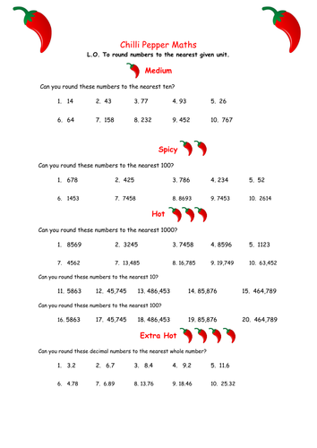Chilli Pepper Maths - ROUNDING