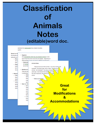 Animal Classification: Notes | Teaching Resources