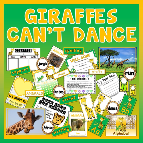 GIRAFFES CAN'T DANCE STORY TEACHING RESOURCES EYFS KS 1-2 ENGLISH LITERACY