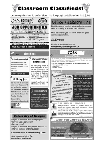 National 4/3 Reading and Writing - JOBS