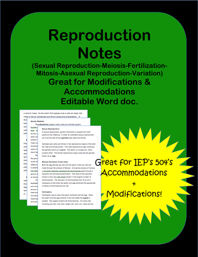 Reproduction: Notes | Teaching Resources