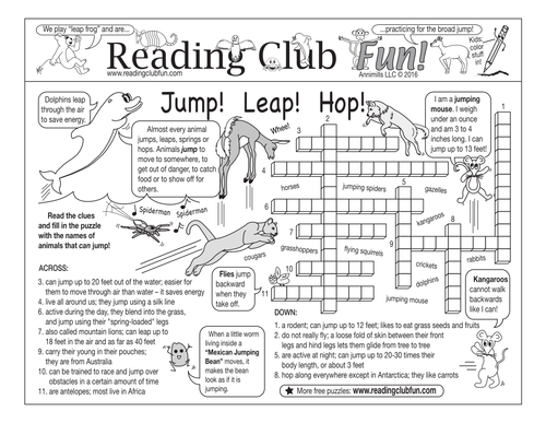 Animals Jumping and Hopping Two-Page Activity Set